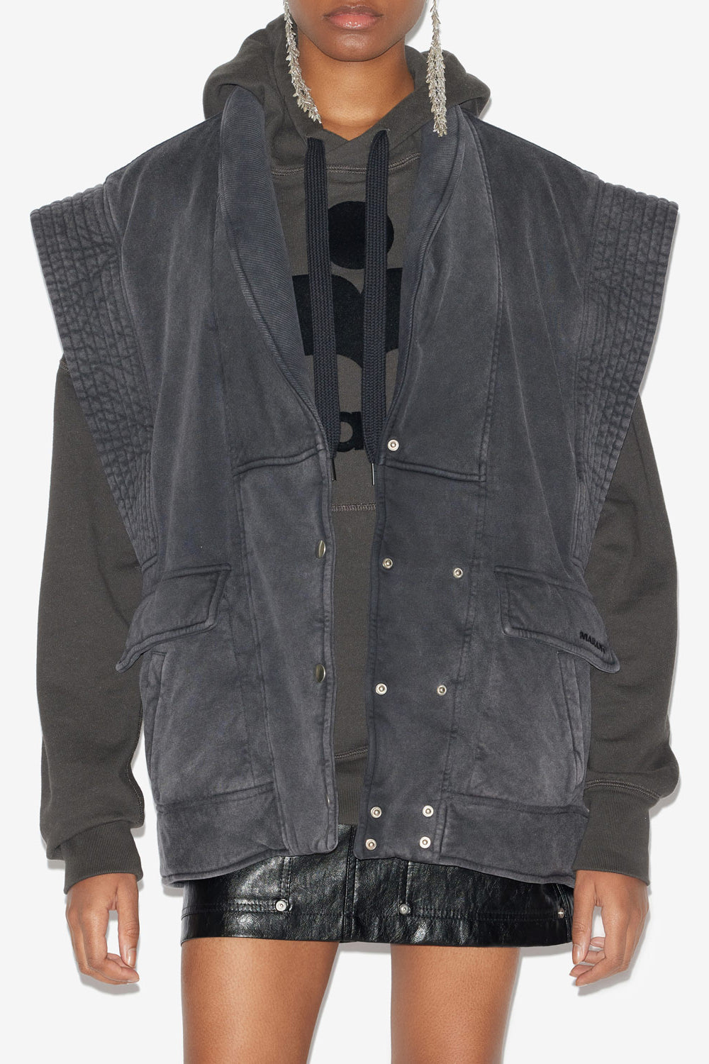 Naelle plain-colored cotton vest - Black - Woman - 4