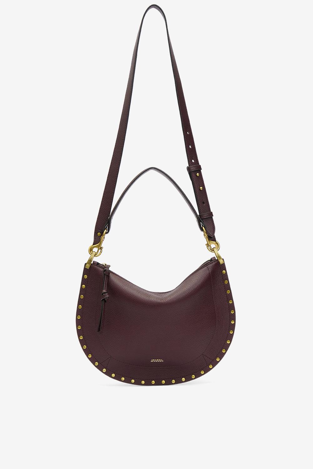 Oskan soft zip leather shoulder bag - Burgundy - Woman - 7