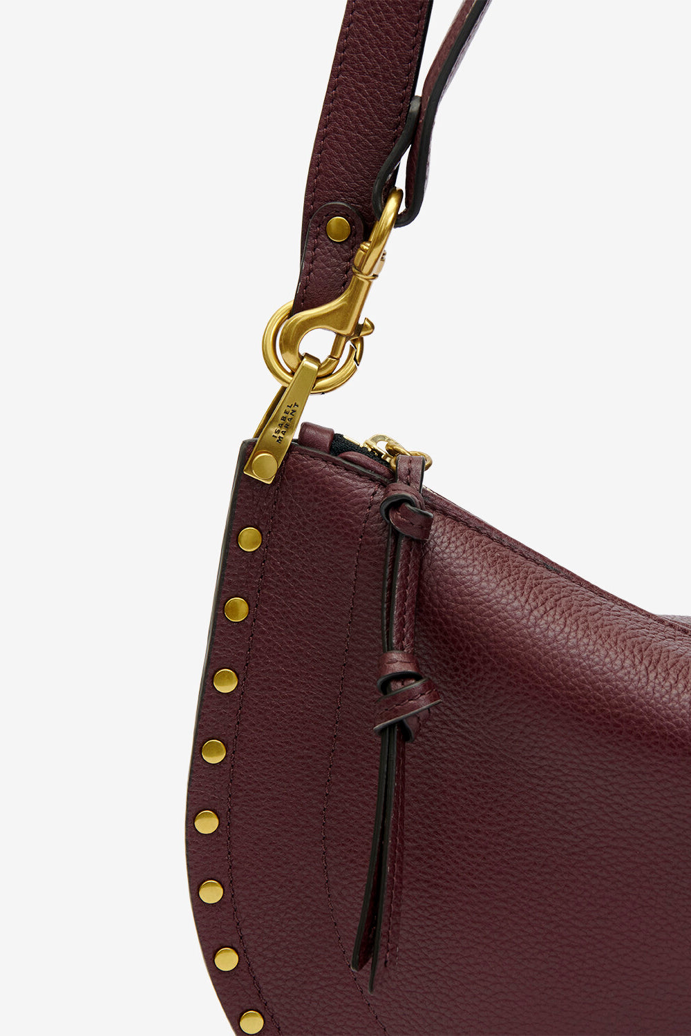 Oskan soft zip leather shoulder bag - Burgundy - Woman - 4