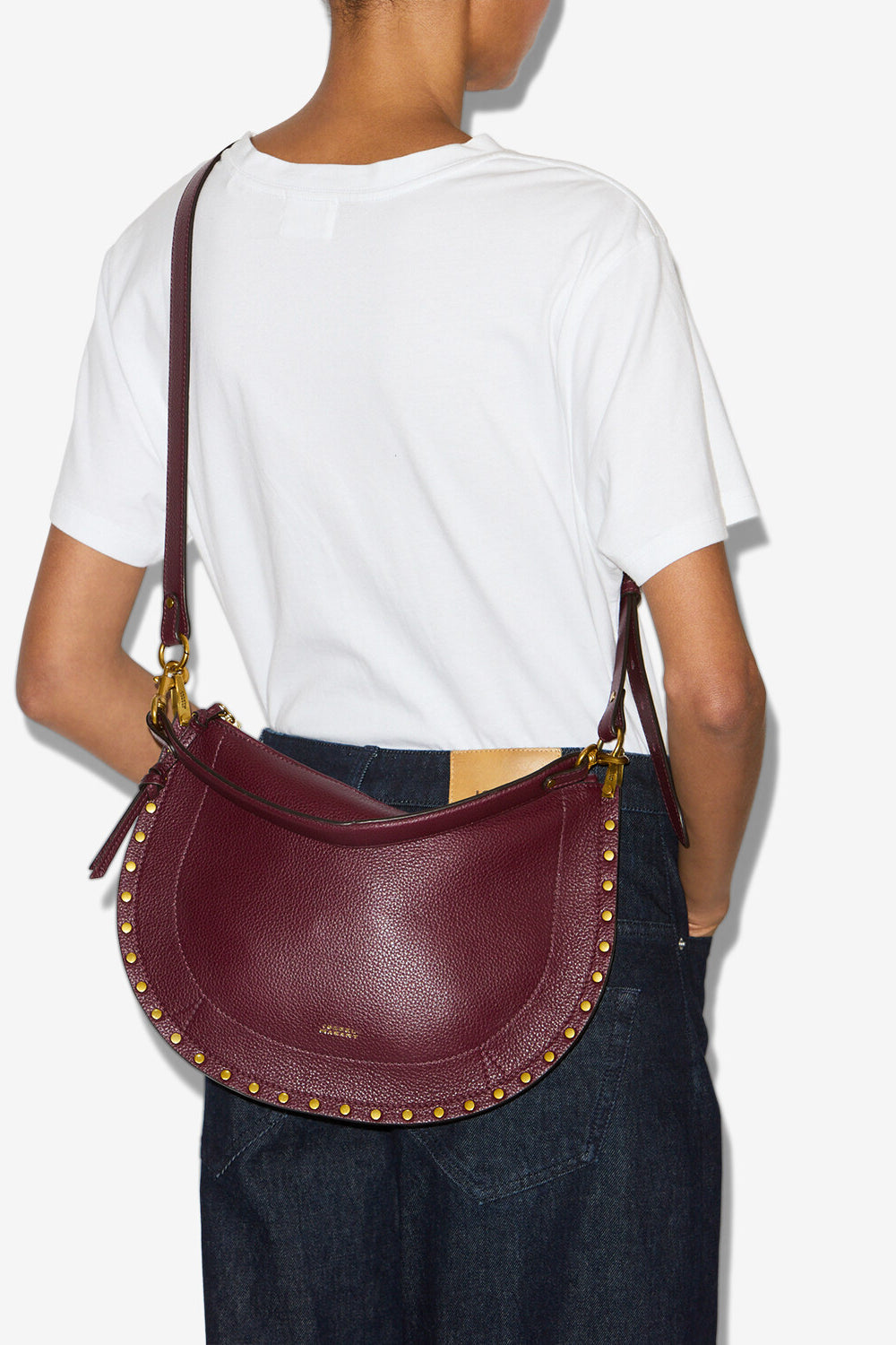 Oskan soft zip leather shoulder bag - Burgundy - Woman - 5