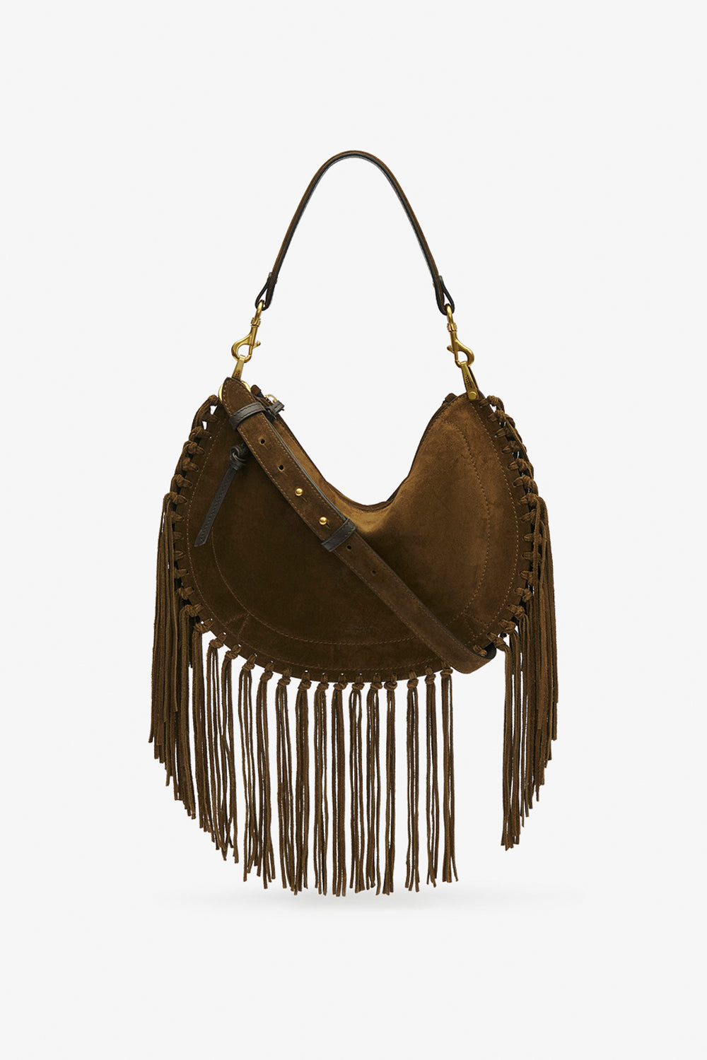 Oskan hobo zip fringed suede calfskin leather handbag - Bronze - Woman - 1