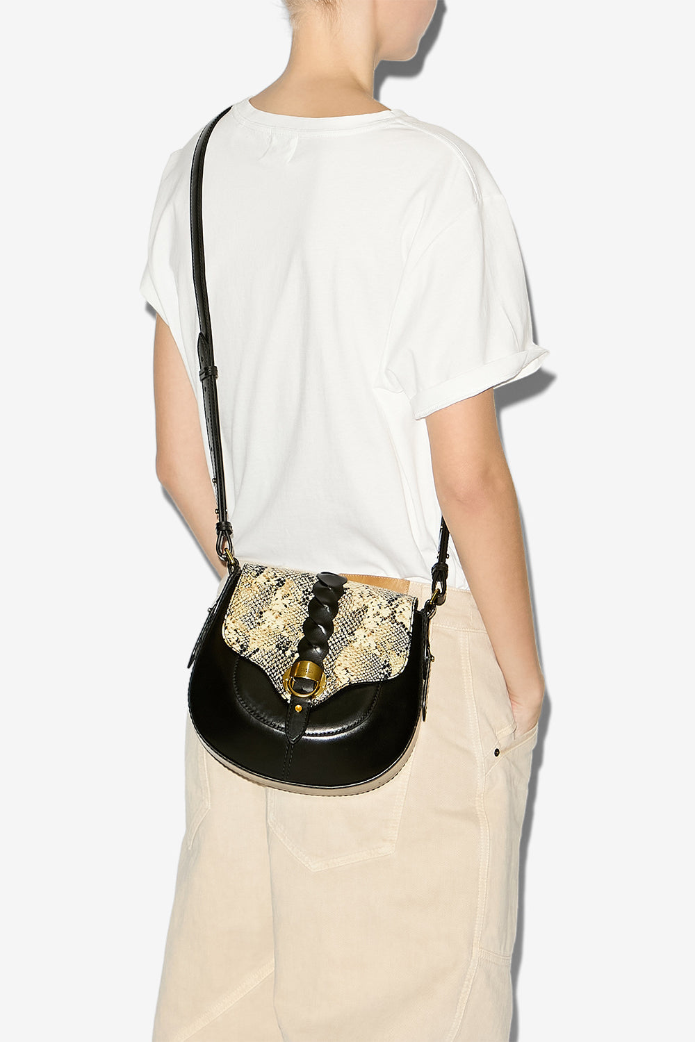 Bolso bandolera altay small de cuero - Black-beige - Woman - 2