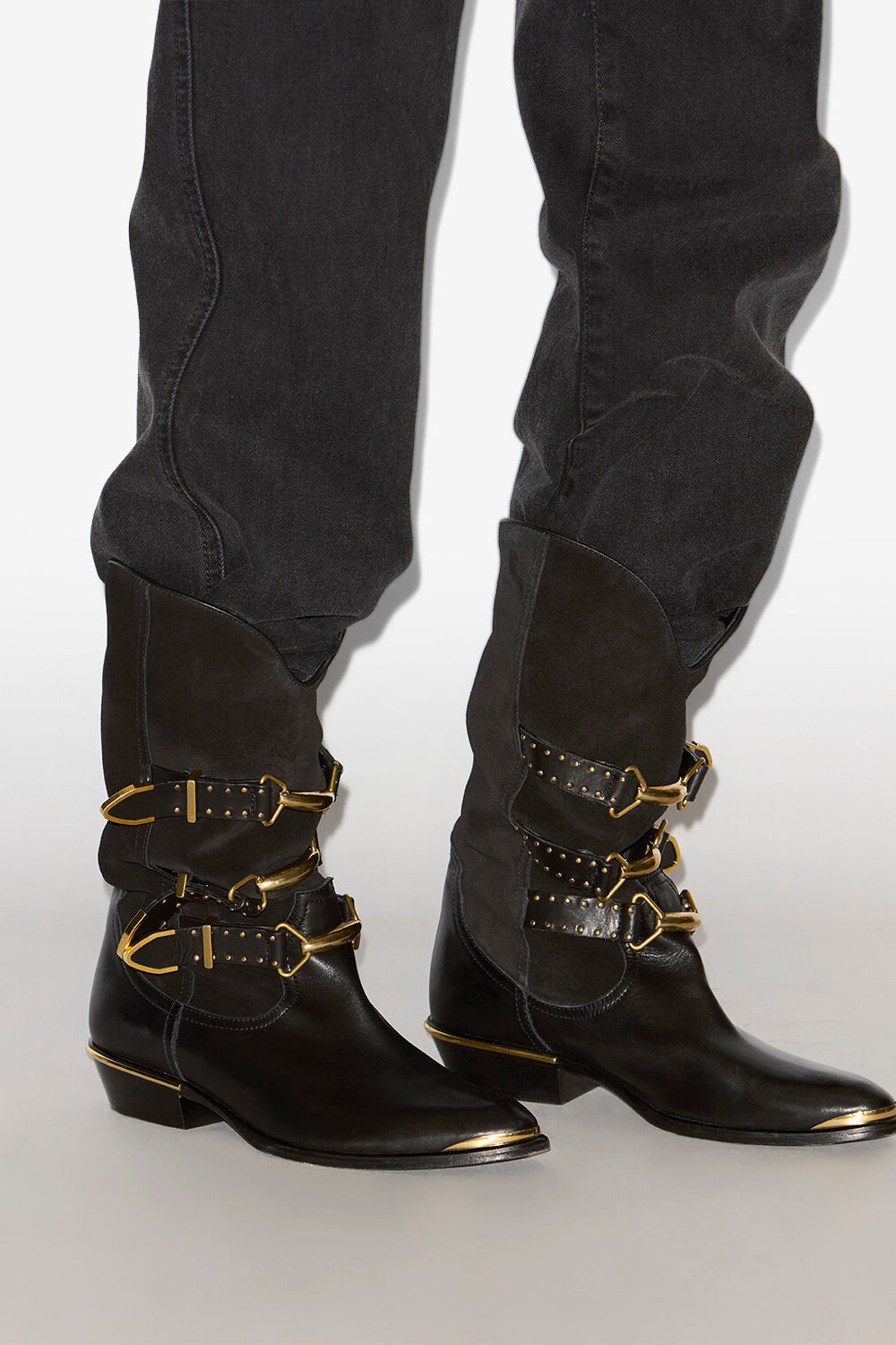 Bottes santiag mexia en cuir et métal - Noir - Woman - 5