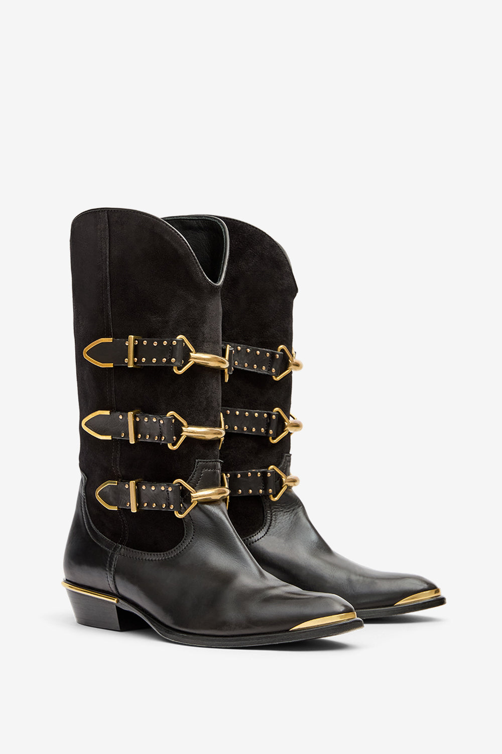 Bottes santiag mexia en cuir et métal - Noir - Woman - 3