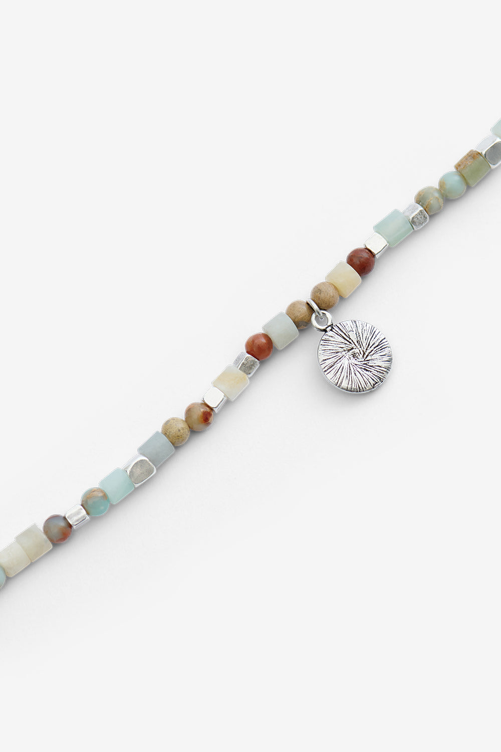 Pierce natural stone bracelet - Pastel green-silver - Man - 2