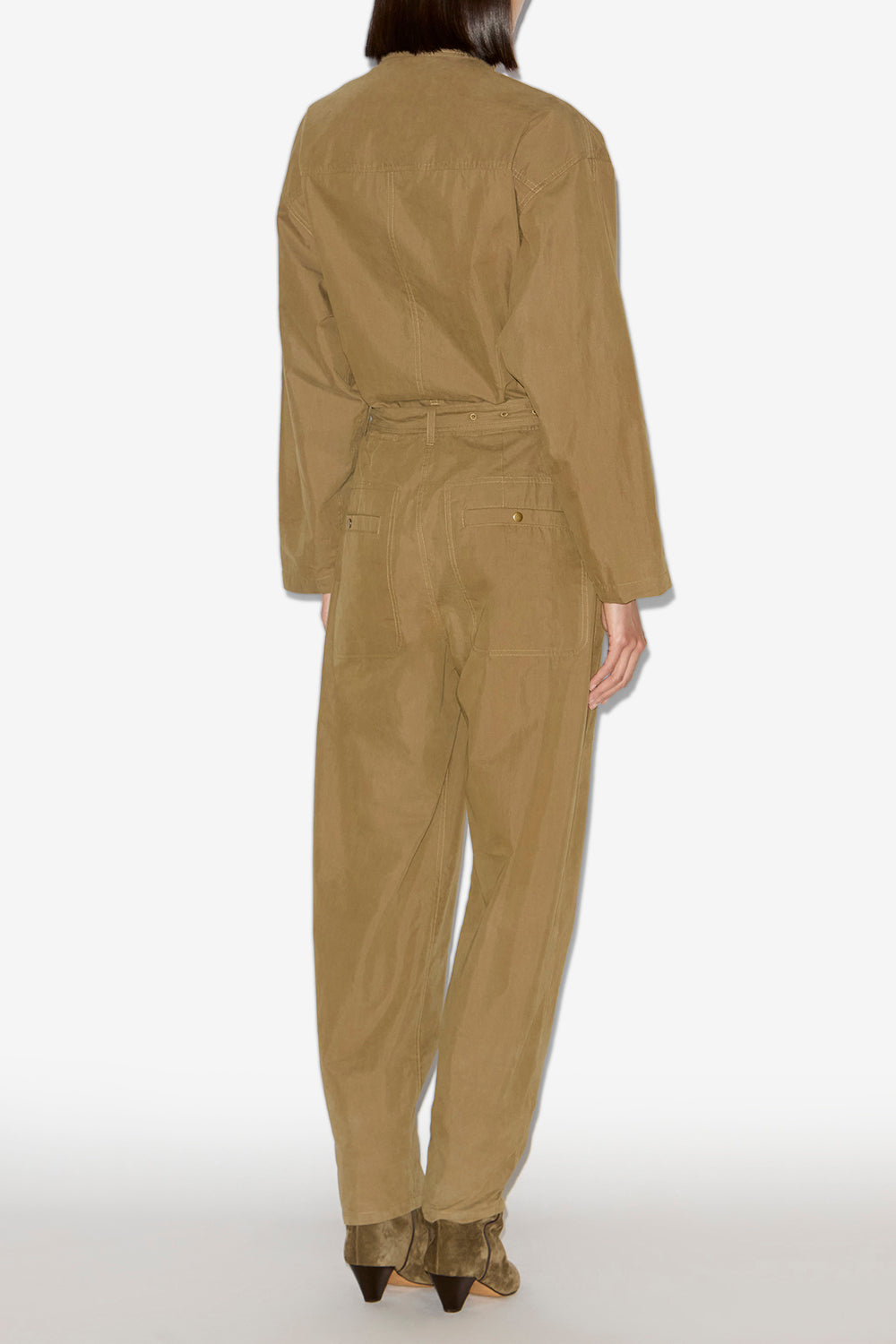 Dahona two-toned crisp cotton jumpsuit - Khaki - Woman - 4