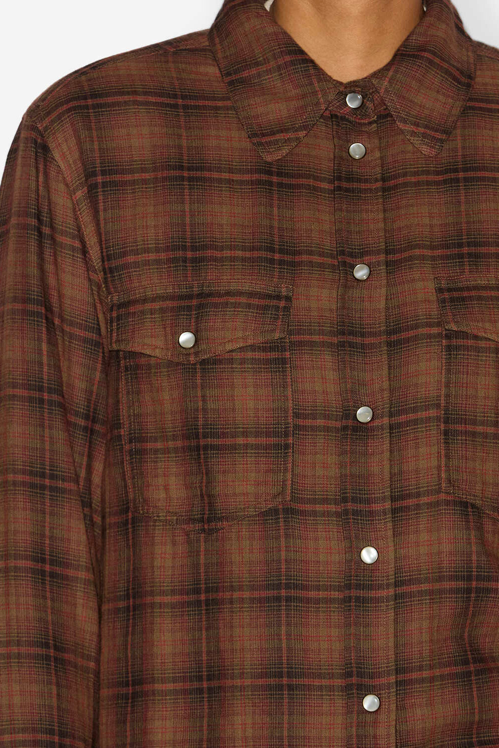 Yalisa checkered cotton shirt - Dark bronze - Woman - 3