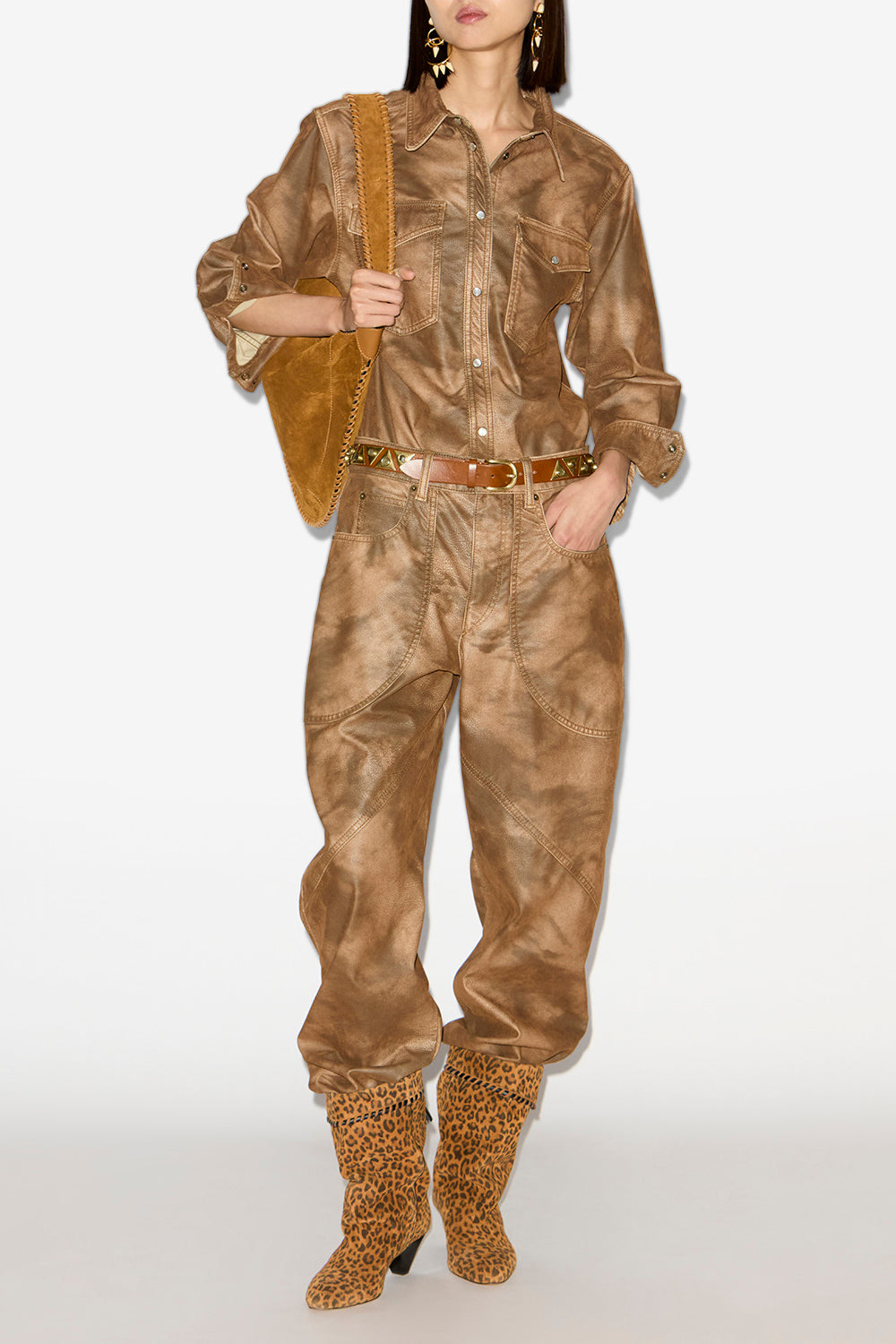 Karima faux leather shirt - Tabacco - Woman - 2