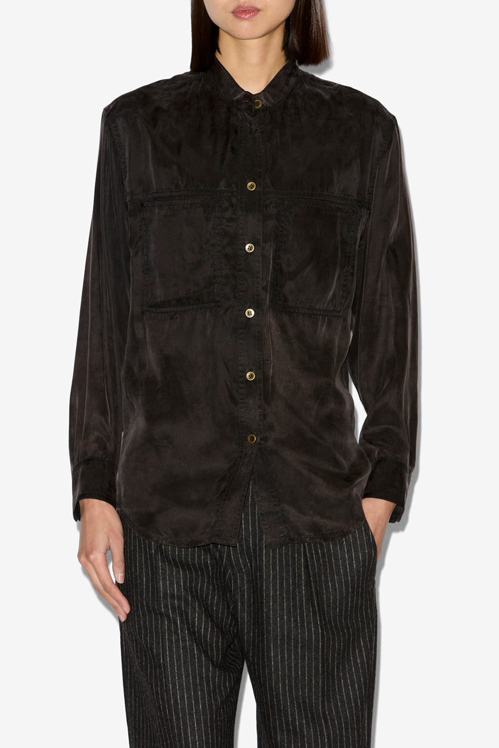 Zetta washed satin shirt - Black - Woman - 4