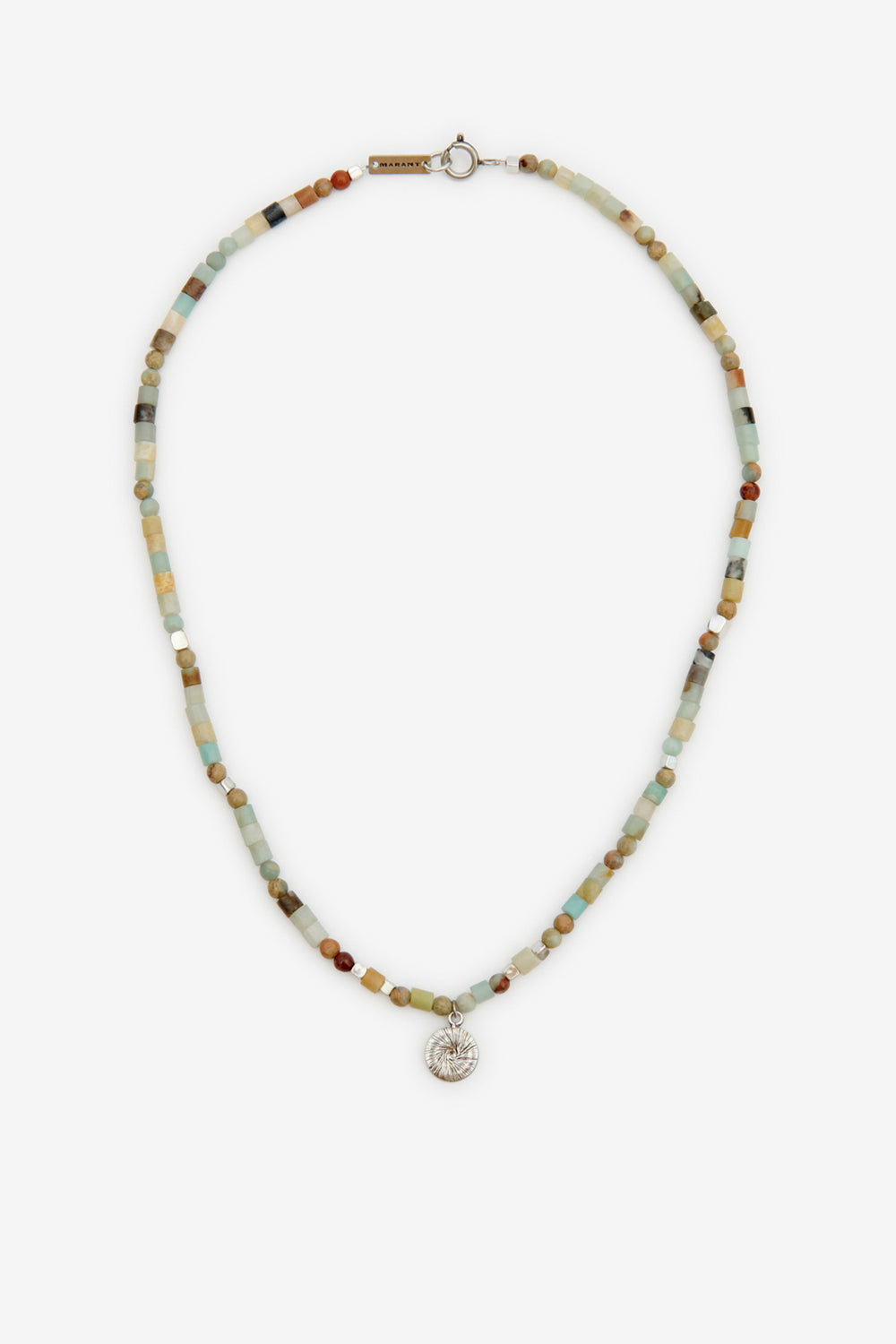 Collier en perle naturelle pierce - Pastel vert-argenté - Man - 1