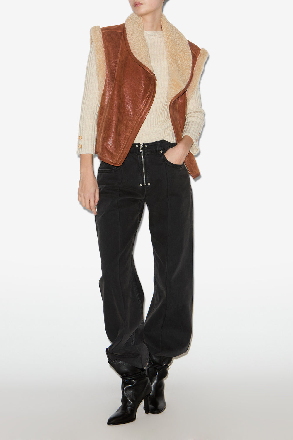 Alime shearling vest - Cognac - Woman - 2