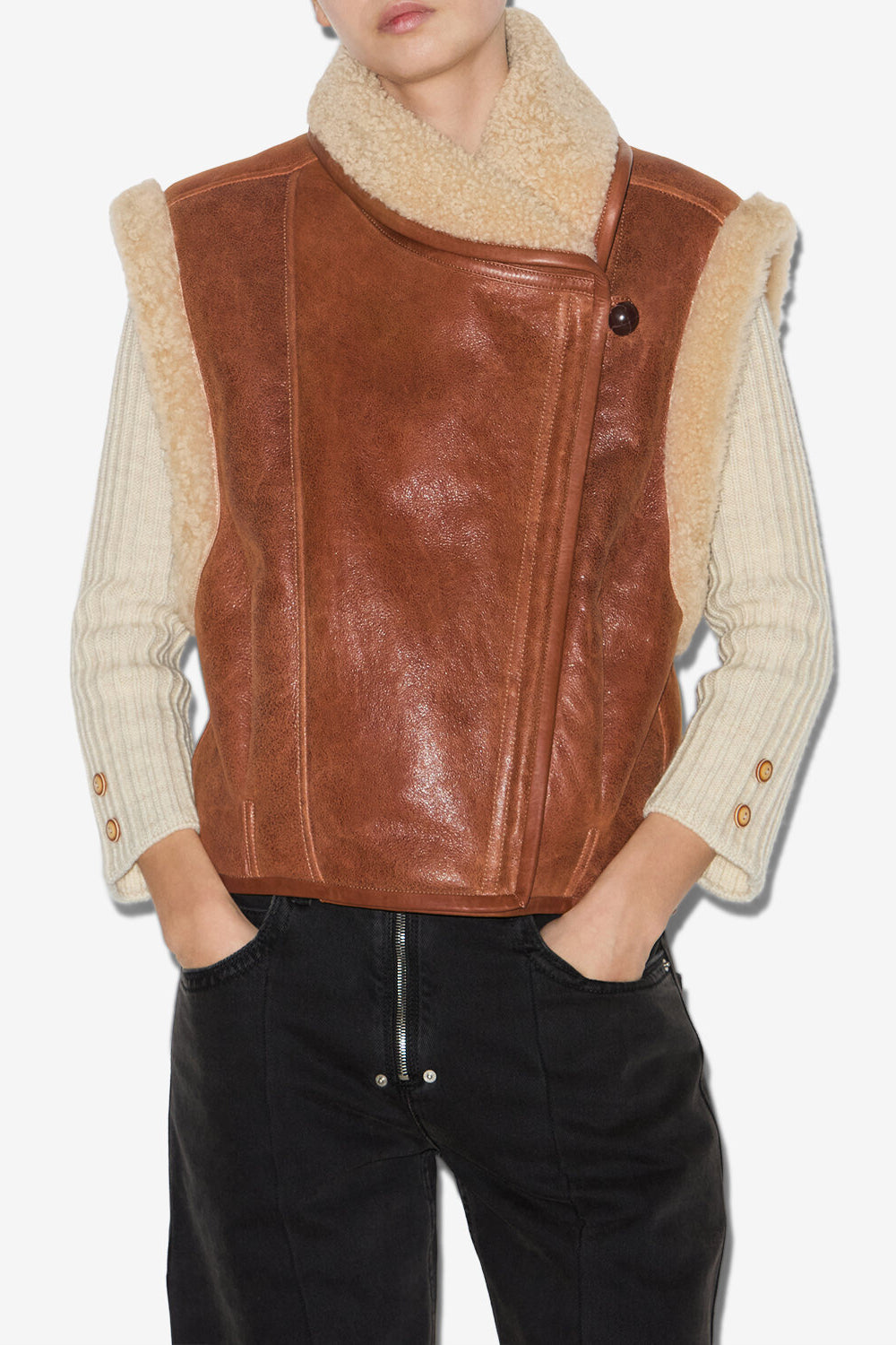 Alime shearling vest - Cognac - Woman - 4