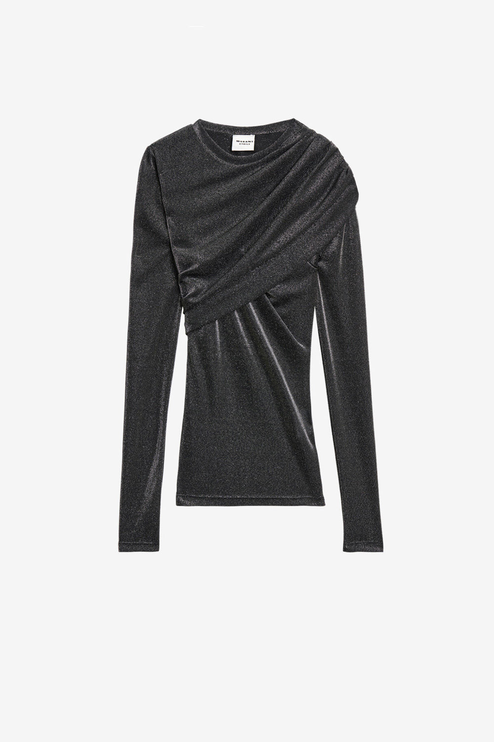 Dressi draped lurex jersey top - Gun metal - Woman - 1