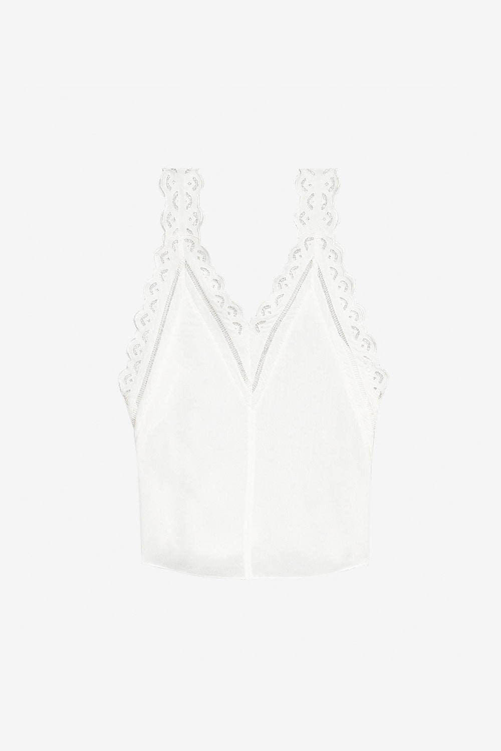 Top fradela con bordado inglés - Blanco - Woman - 1