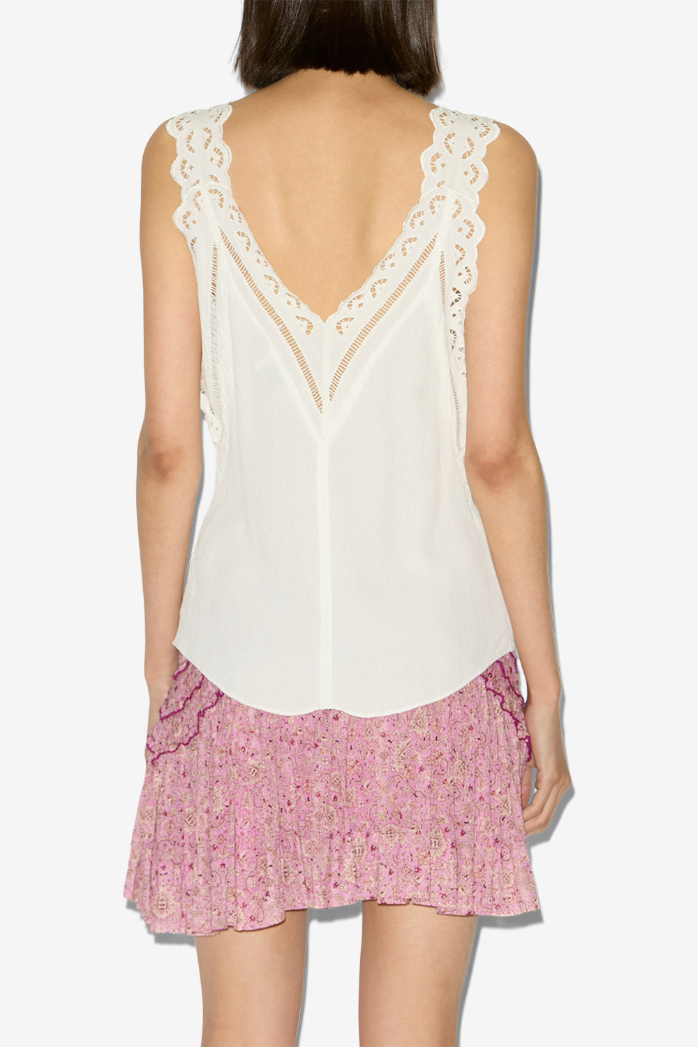 Top fradela con bordado inglés - Blanco - Woman - 5
