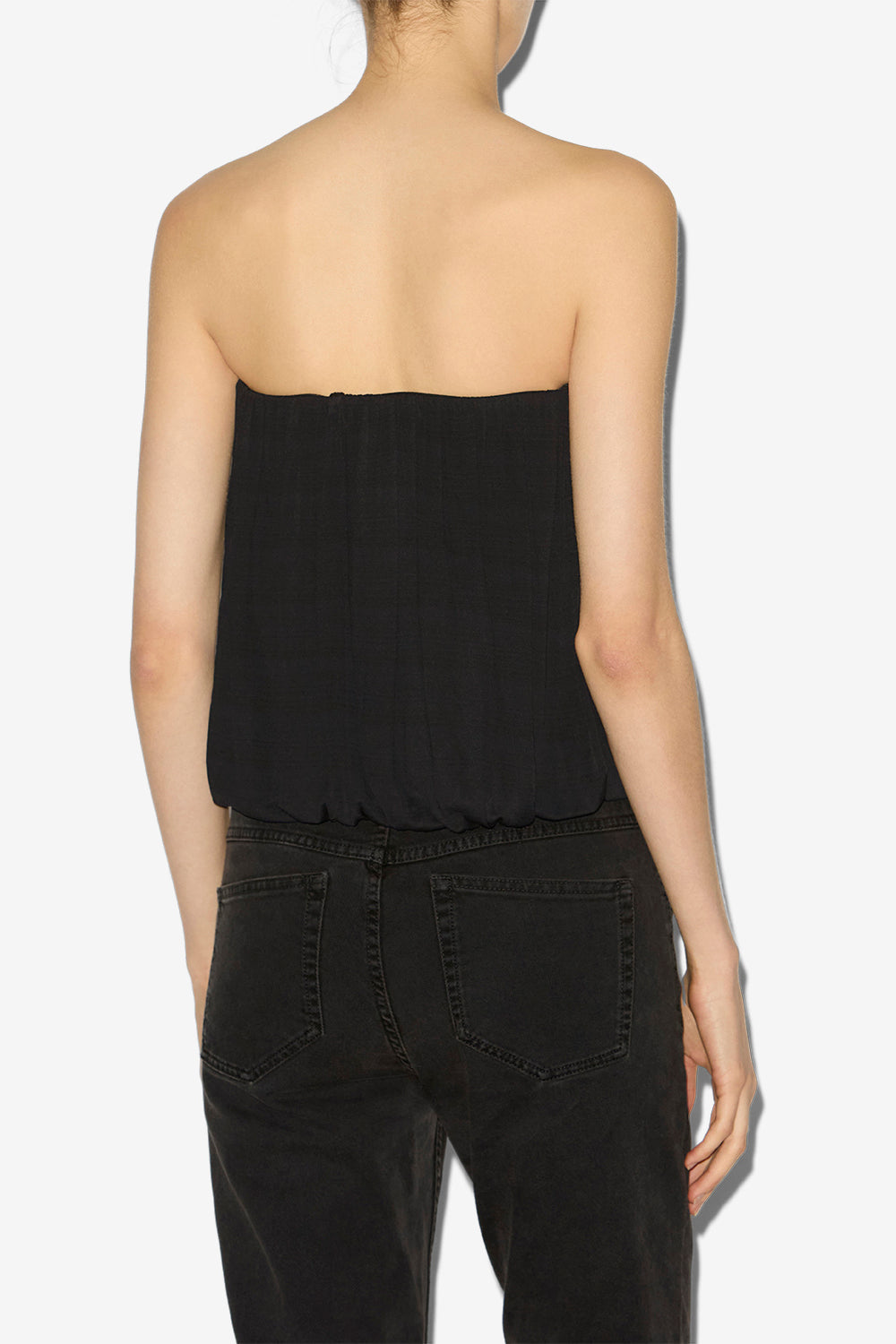 Amalia draped jersey bustier top - Black - Woman - 5