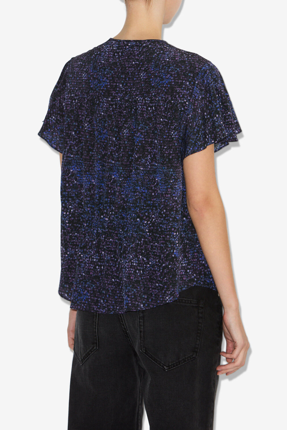 Synda printed silk top - Midnight - Woman - 5