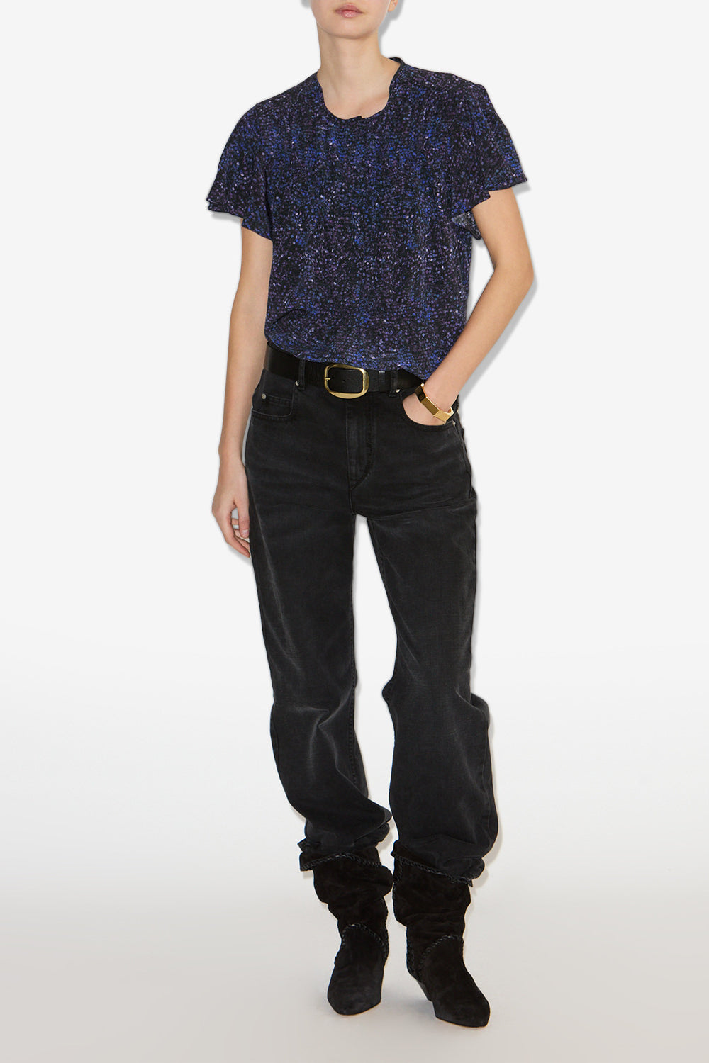 Synda printed silk top - Midnight - Woman - 2