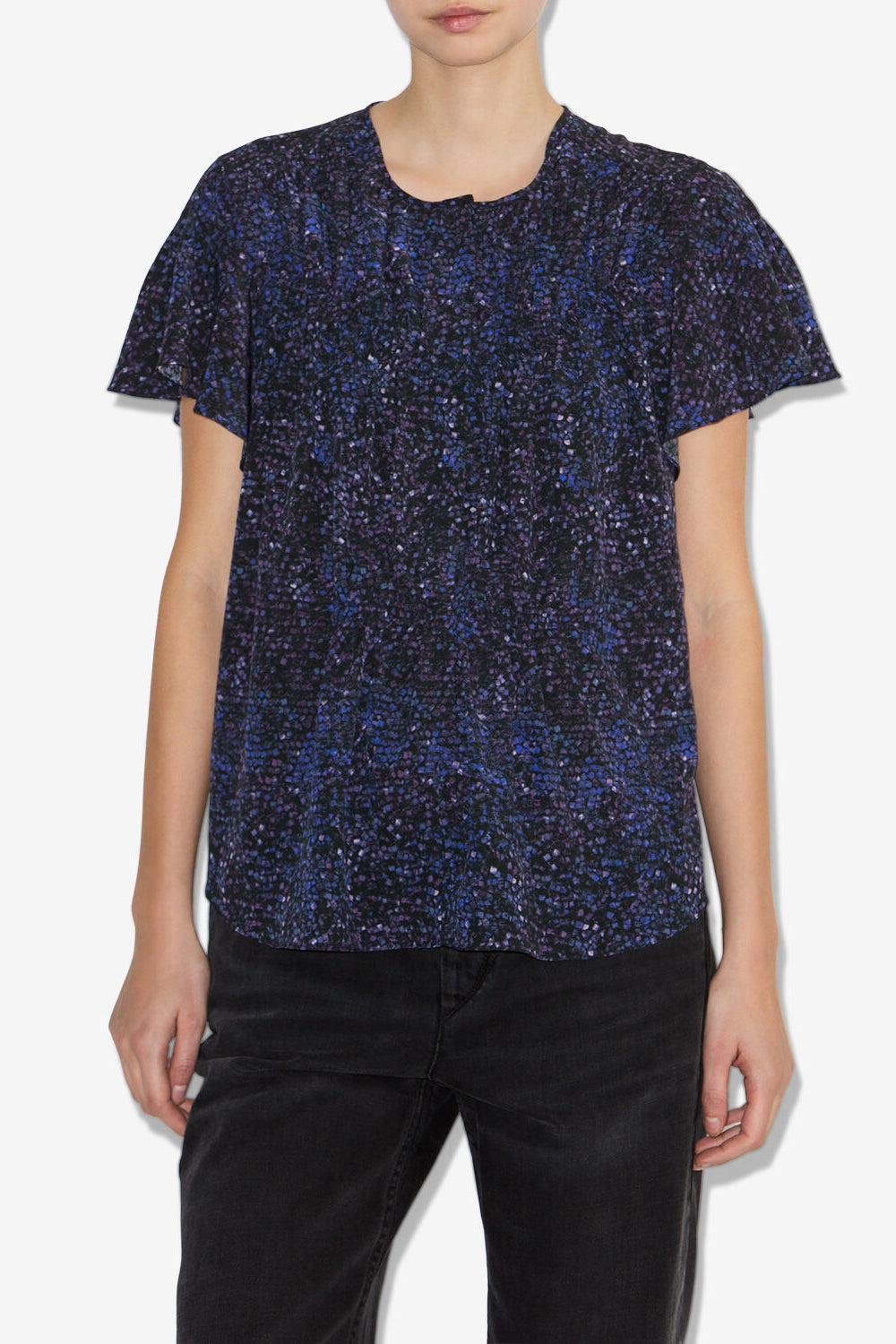 Synda printed silk top - Midnight - Woman - 4