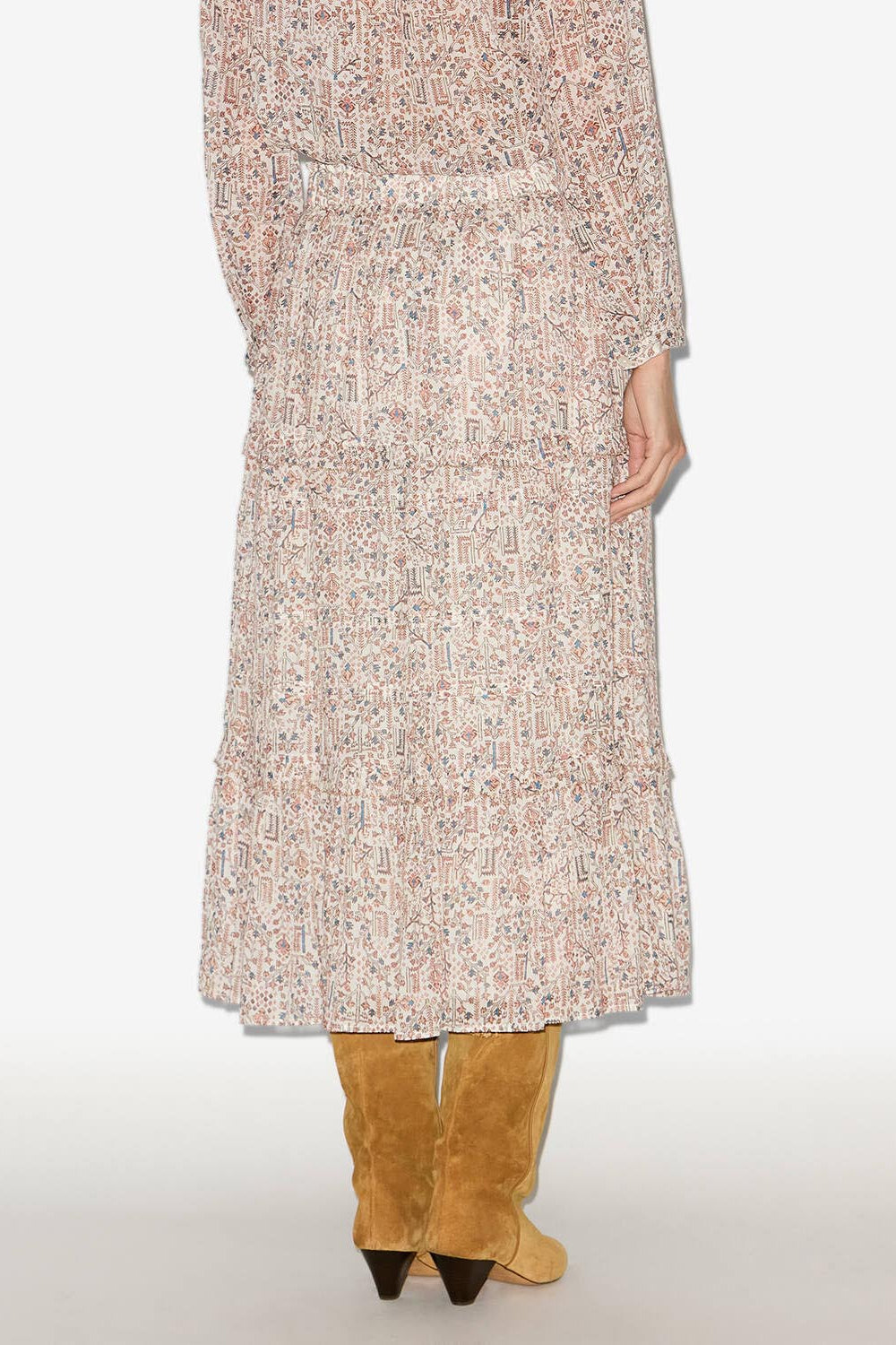 Diya long printed lightweight cotton skirt - Ecru - Woman - 4