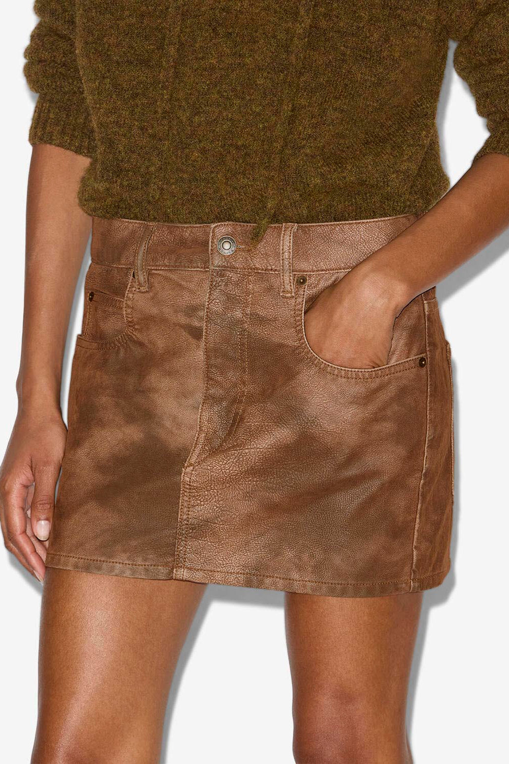 Mini-jupe kimmy en faux cuir - Tabacco - Woman - 3