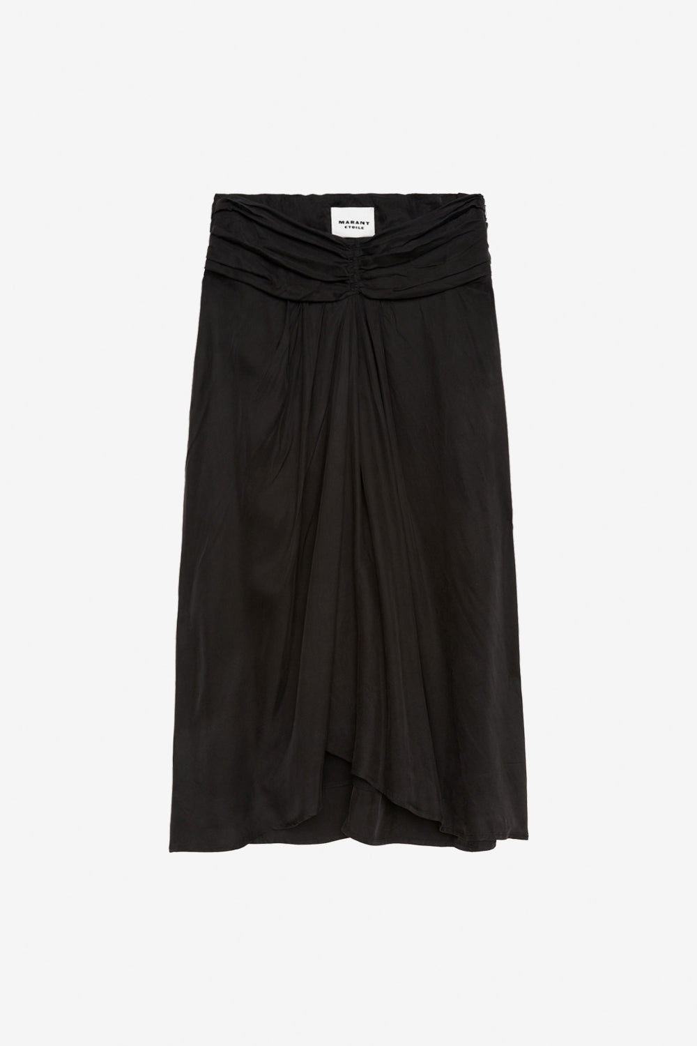Jupe midi zoan en satin froncé - Noir délavé - Woman - 1