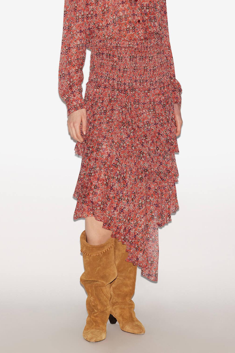 Brigitte frilly printed midi skirt - Orange - Woman - 3