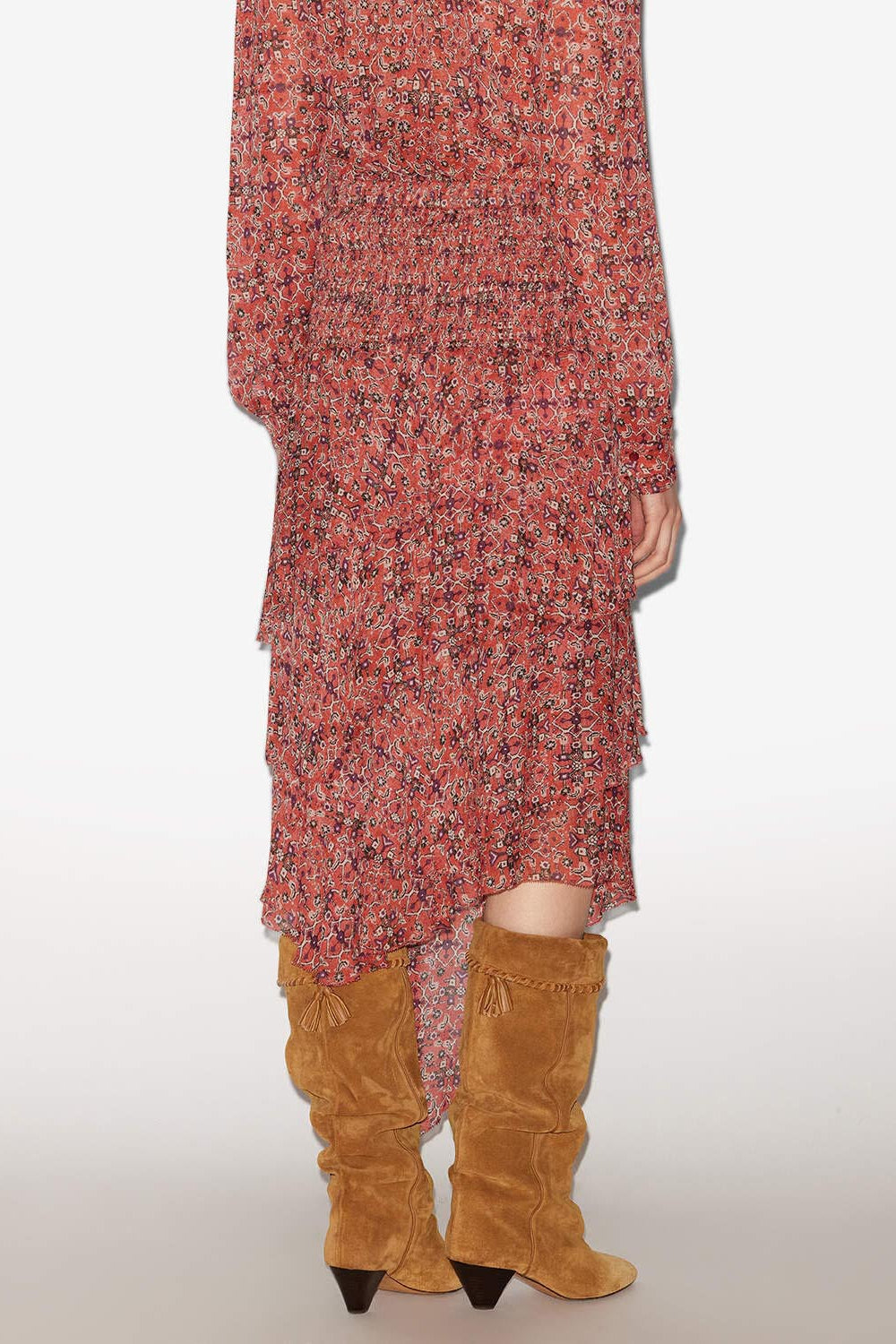 Brigitte frilly printed midi skirt - Orange - Woman - 4