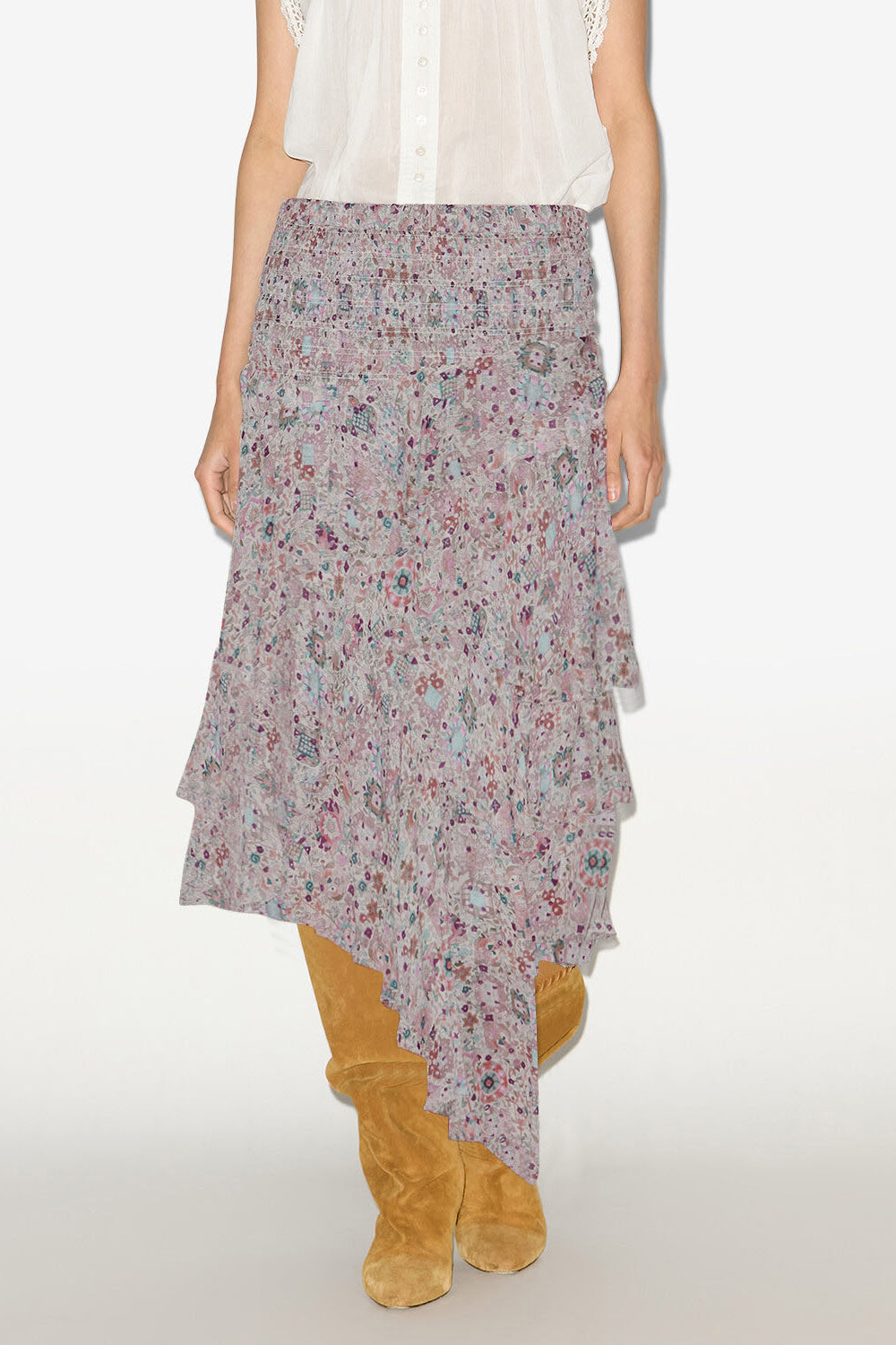 Brigitte frilly printed midi skirt - Ecru - Woman - 2