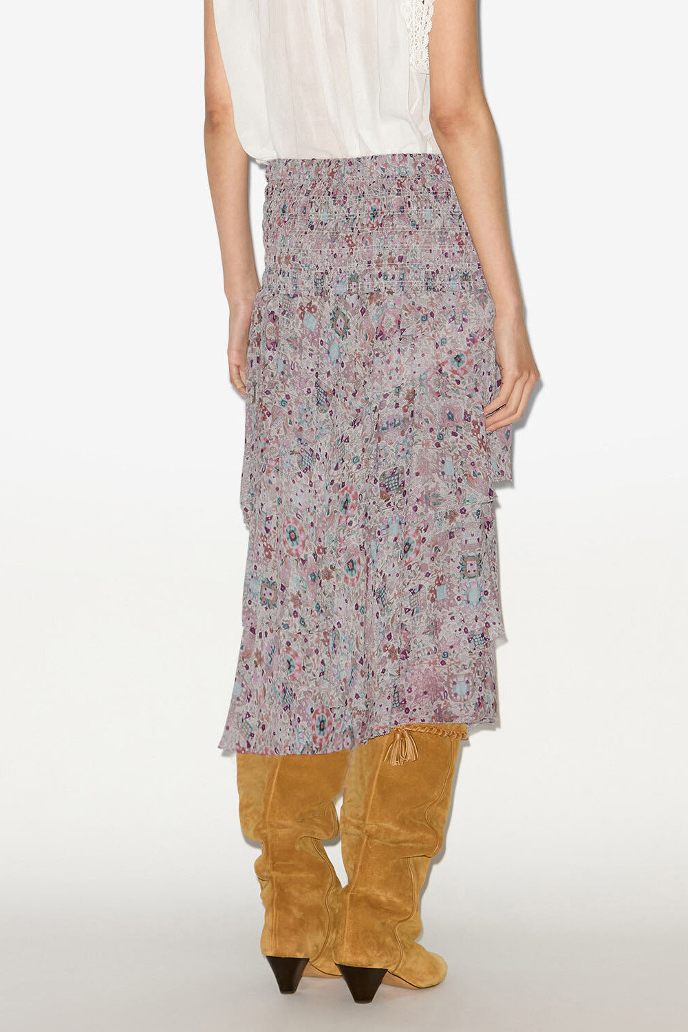 Brigitte frilly printed midi skirt - Ecru - Woman - 3