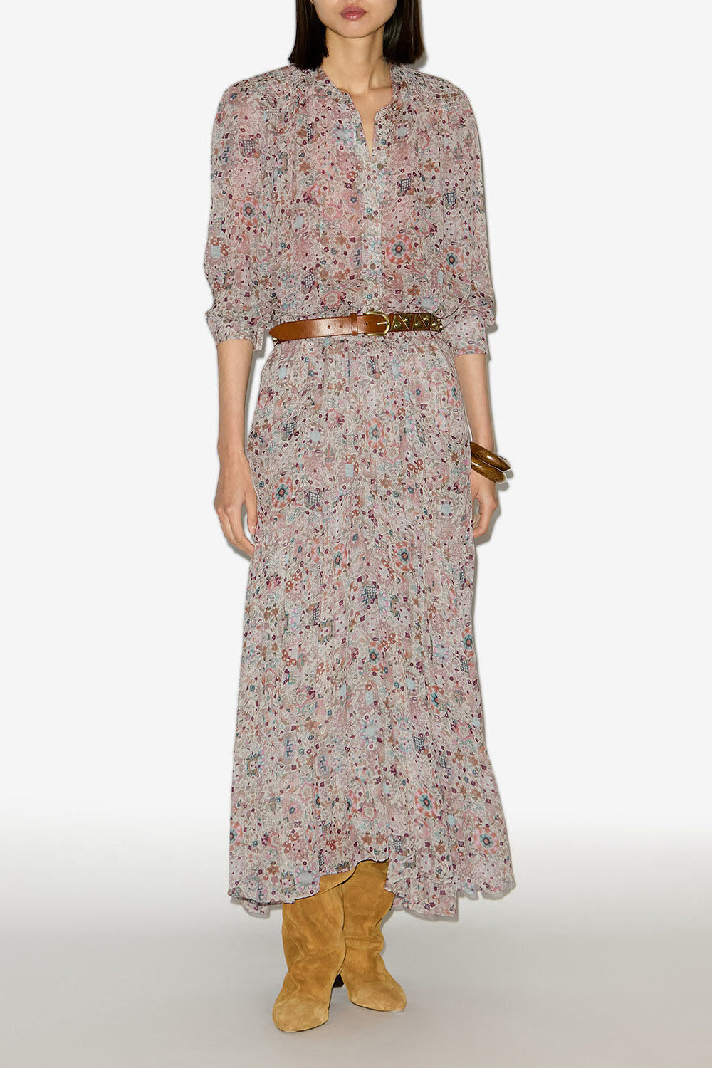 Besma long printed crepe skirt - Ecru - Woman - 2