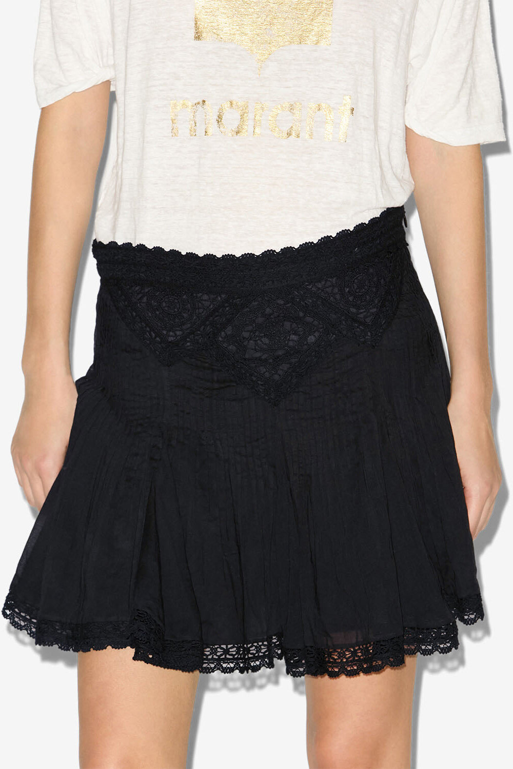 Goldie short cotton and lace skirt - Black - Woman - 3