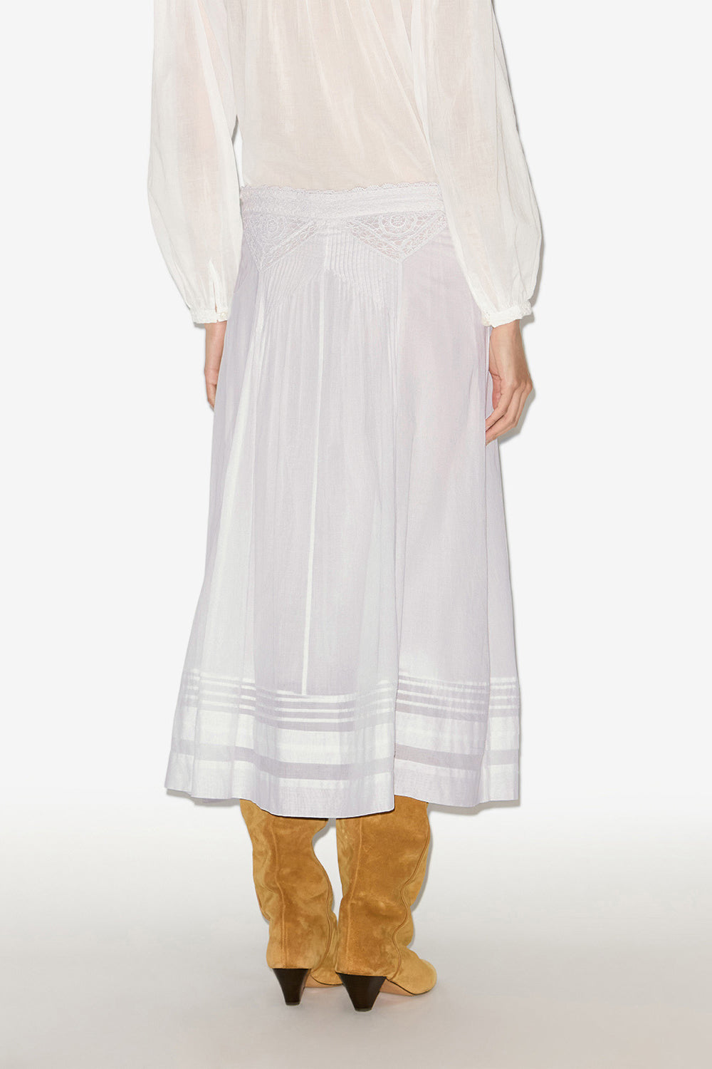 Garliana long cotton and lace skirt - White - Woman - 4