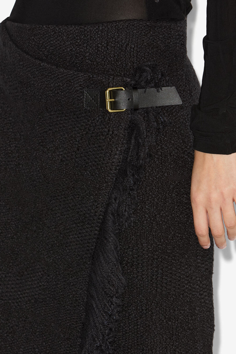 Galla cotton and linen wrap skirt - Black - Woman - 3