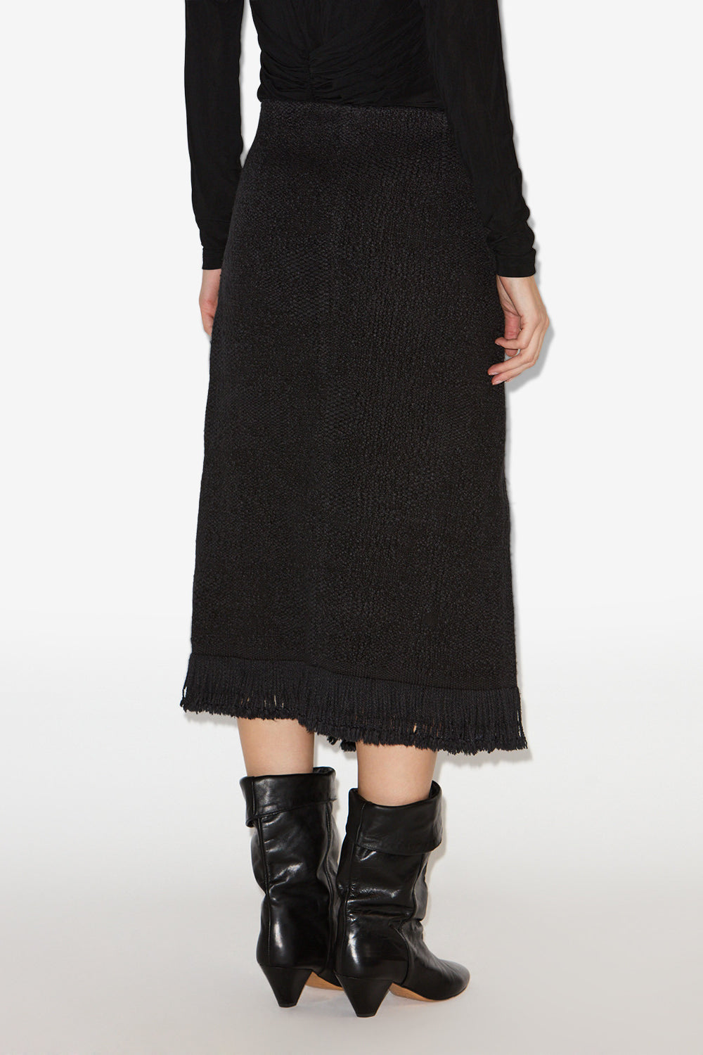 Galla cotton and linen wrap skirt - Black - Woman - 5