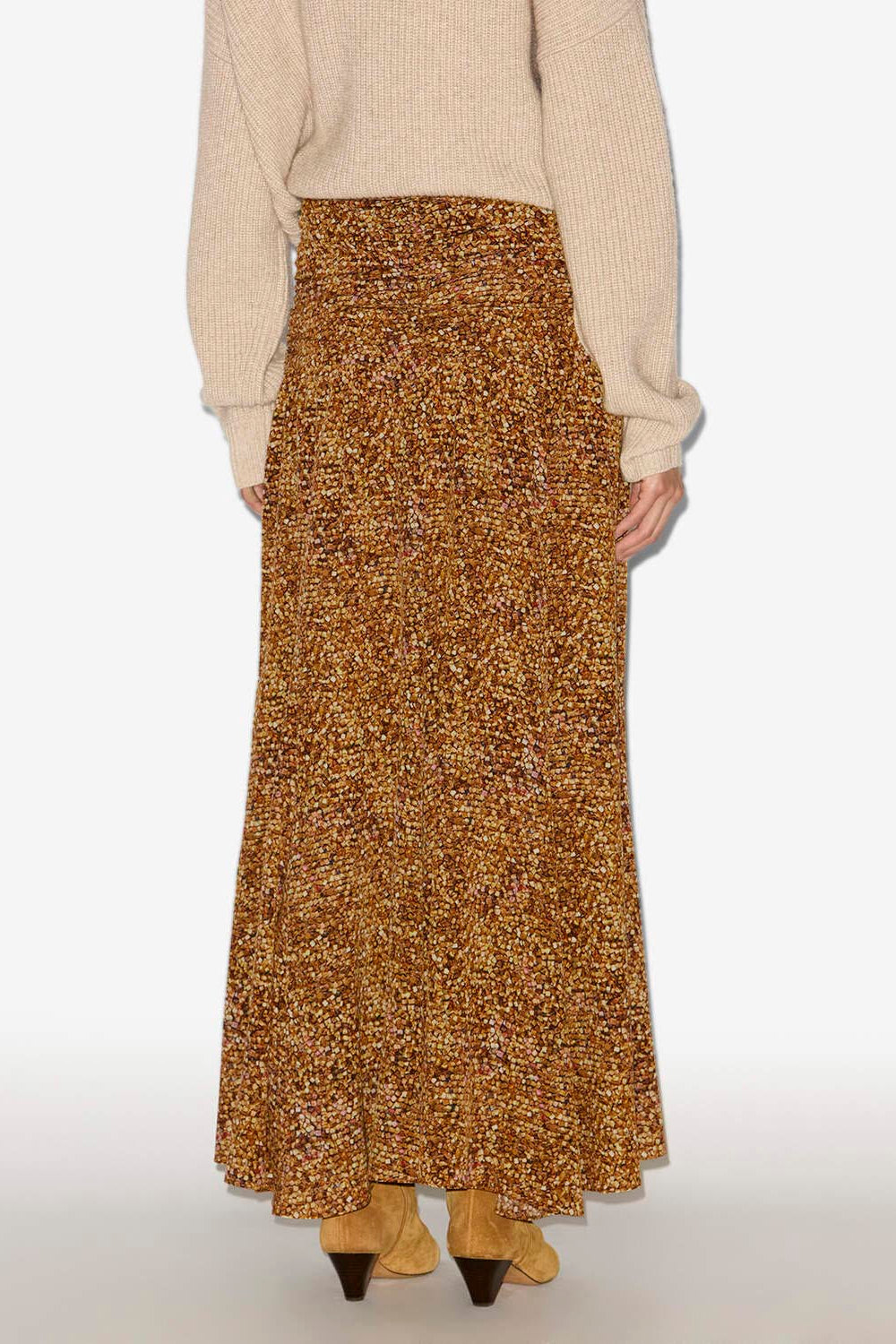 Syana long printed silk skirt - Ochre - Woman - 5