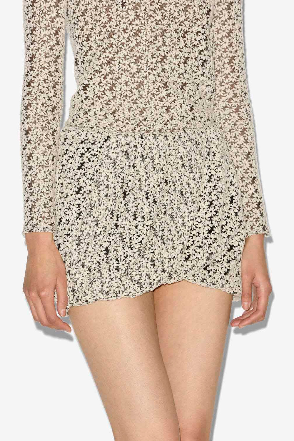 Stacya embroidered tulle mini skirt - Ecru and black - Woman - 4