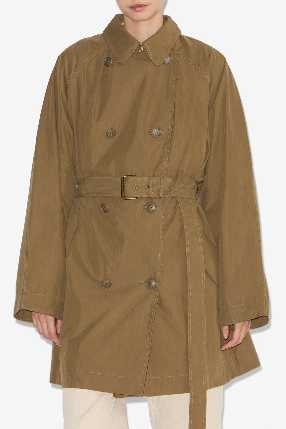 Carlota crisp cotton trench coat - Khaki - Woman - 4
