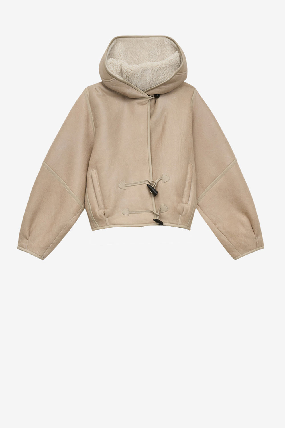 Manteau court en peau retournée amiel - Écru - Woman - 1