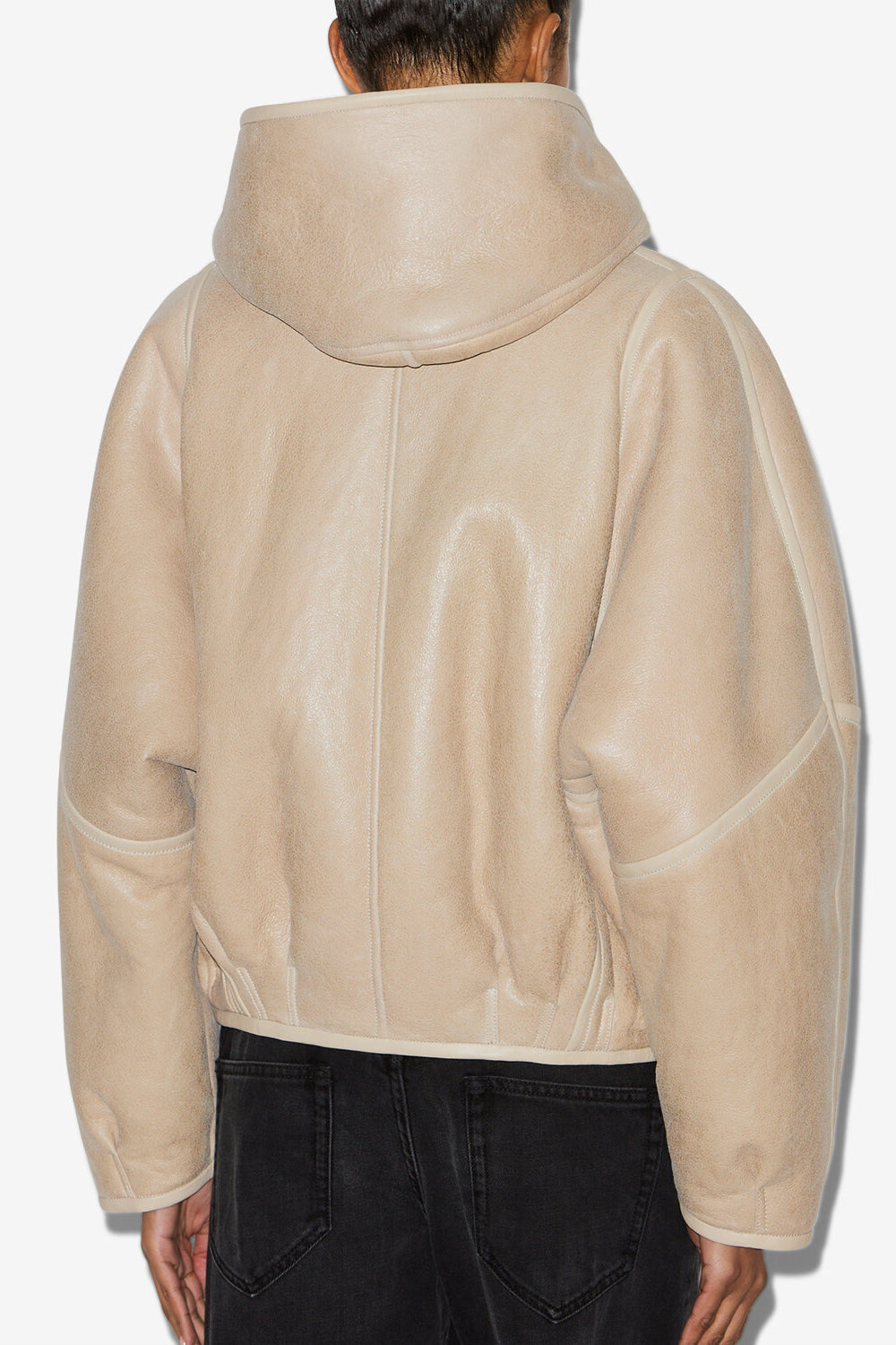 Manteau court en peau retournée amiel - Écru - Woman - 5