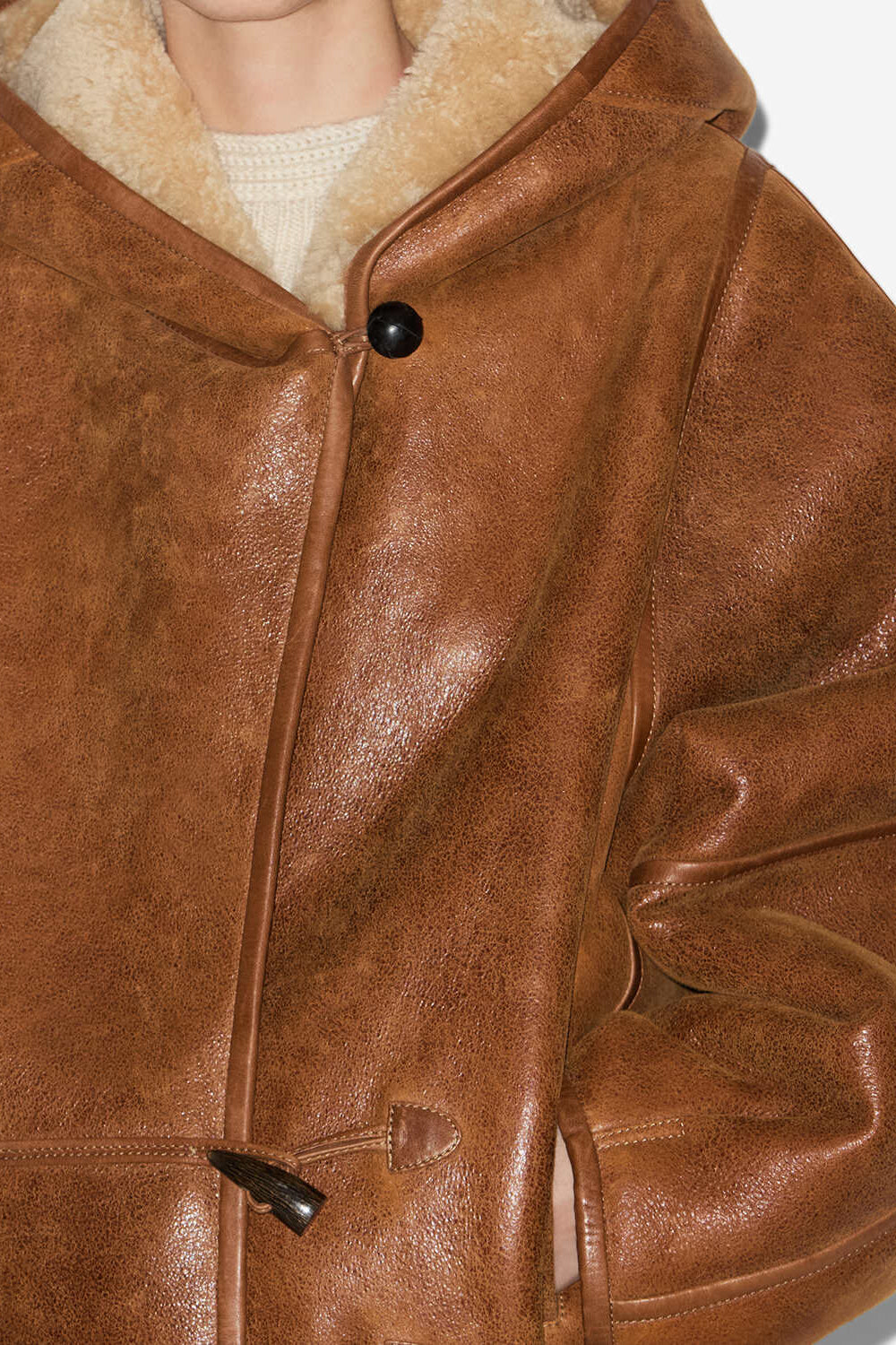 Amiel short shearling coat - Cognac - Woman - 3