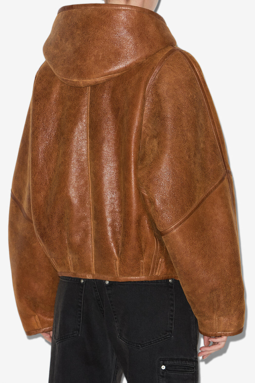 Amiel short shearling coat - Cognac - Woman - 5