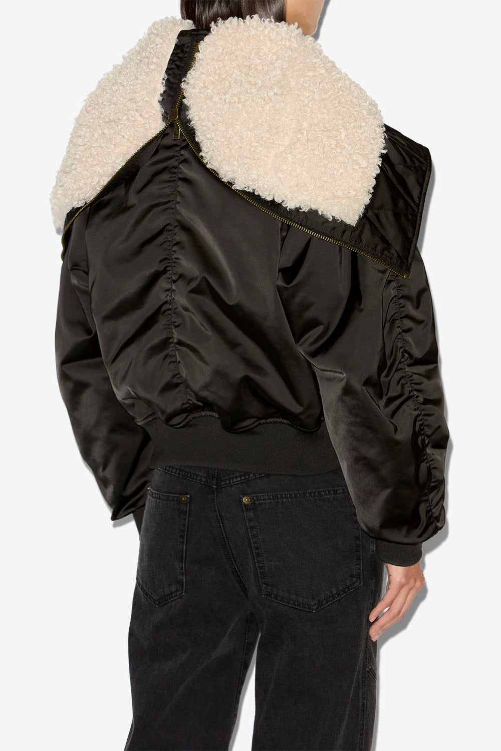 Elisa short quilted satin coat - Black - Woman - 5