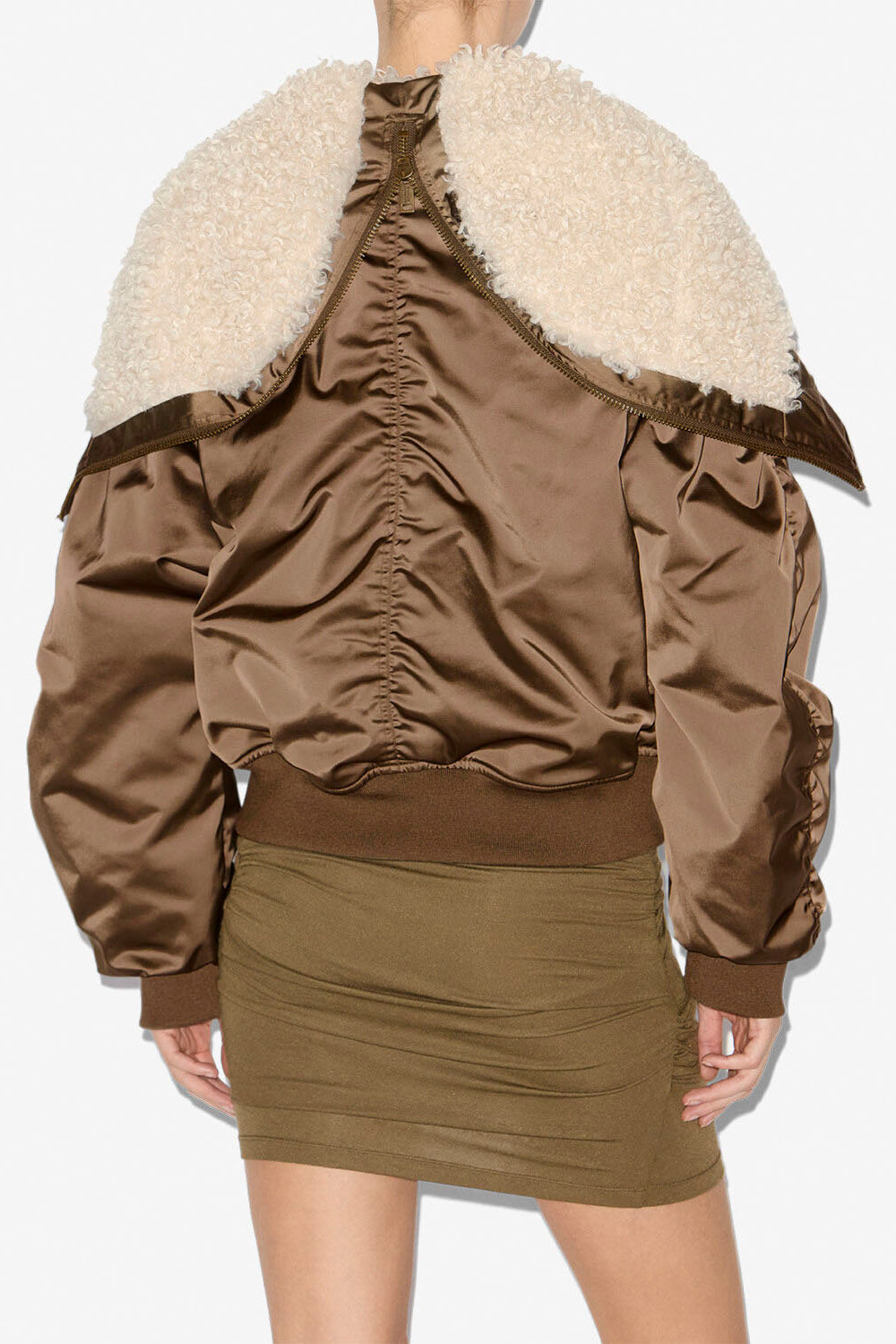 Elisa short quilted satin coat - Khaki - Woman - 5