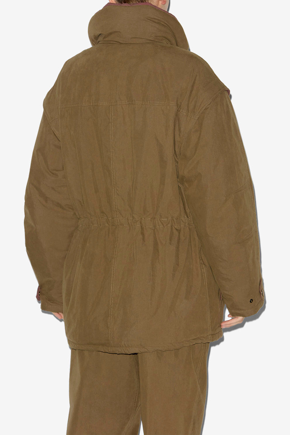 Manteau damone bicolore en coton - Kaki - Woman - 5