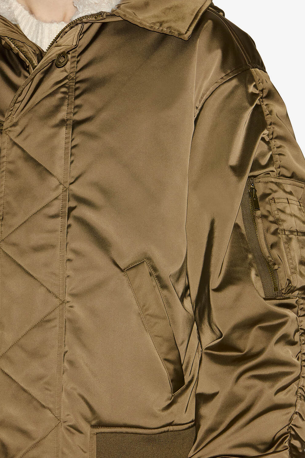 Elroy short quilted satin coat - Khaki - Man - 3