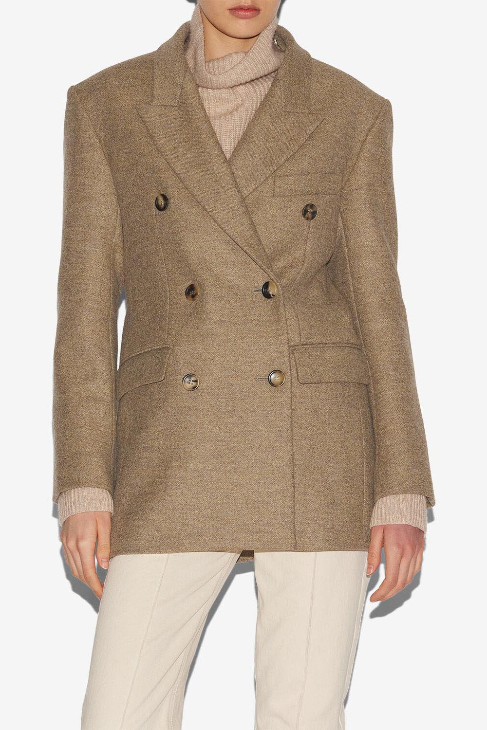 Isidora flecked wool coat - Light khaki - Woman - 4