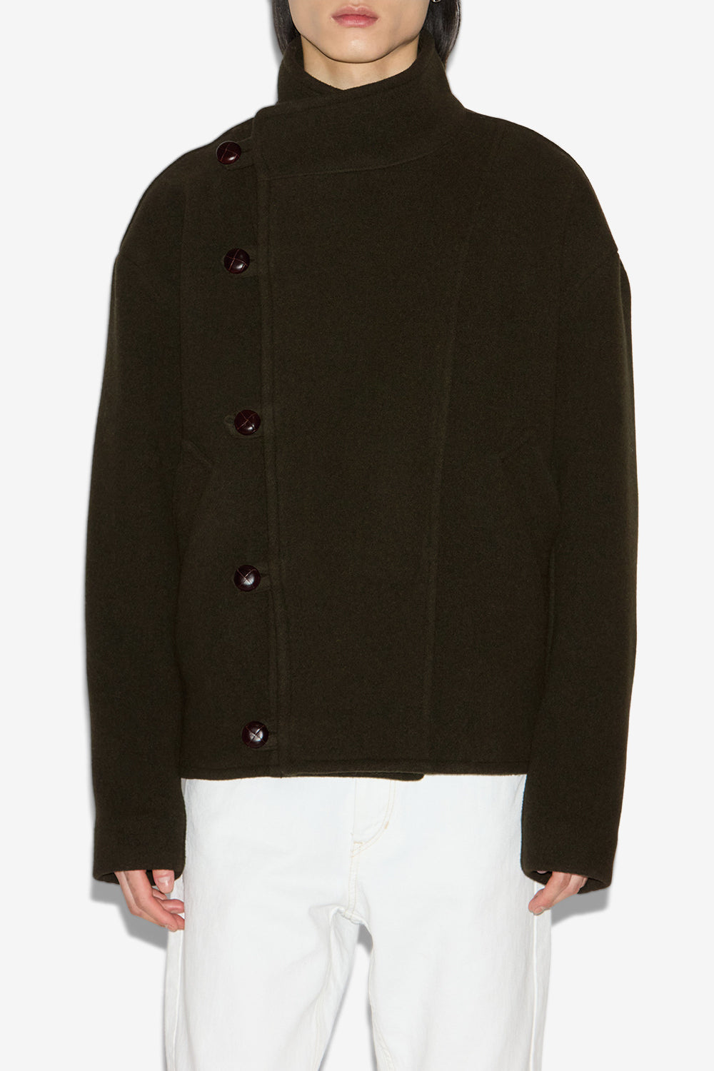 Keyle short wool blend coat - Dark khaki - Man - 4