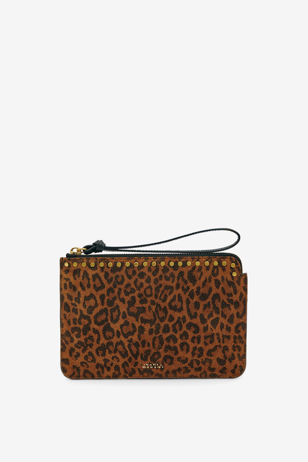 Flat pouch leather clutch bag - Leopard - Woman - 1