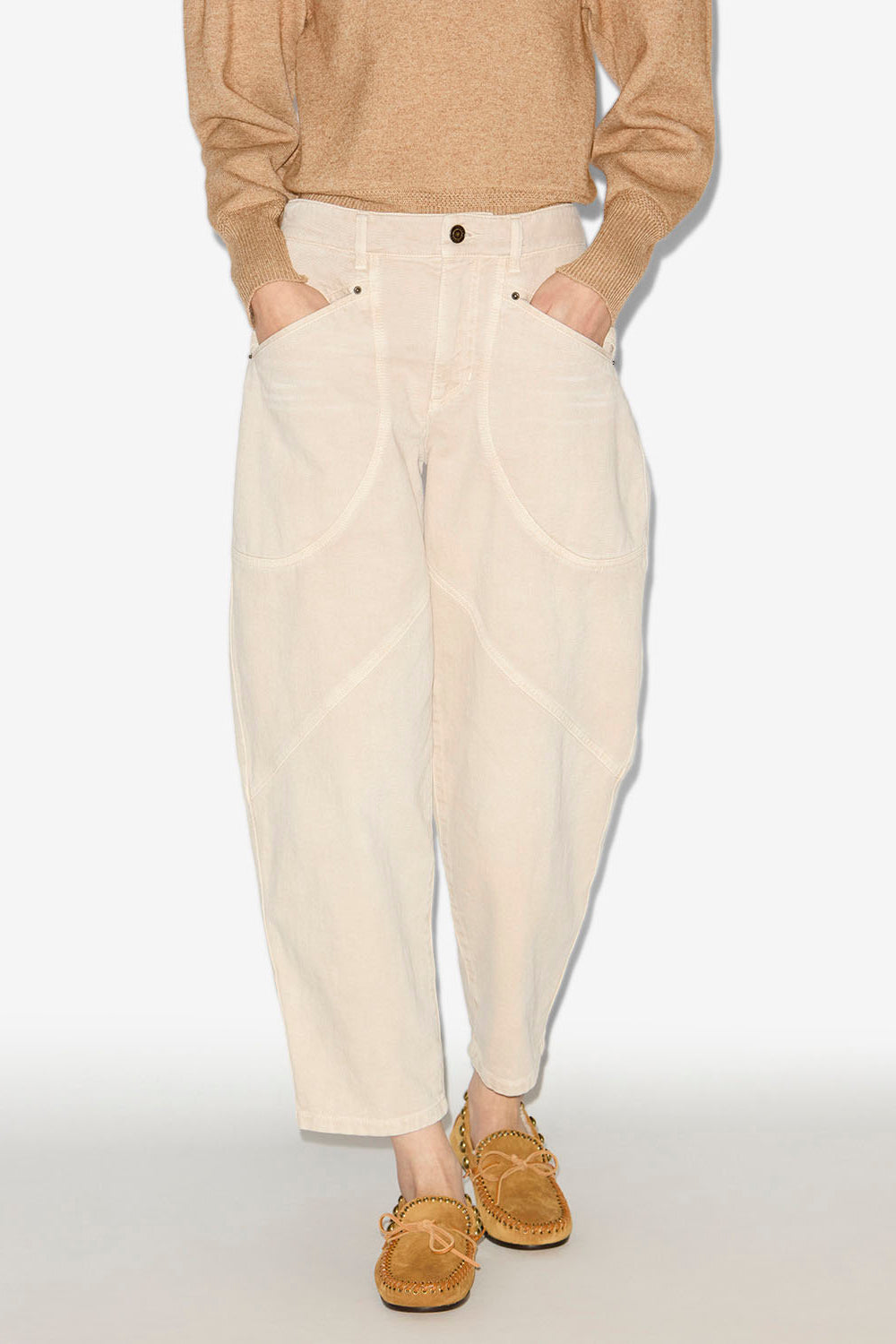 Jean catarina en denim à détails surpiqués - Écru - Woman - 4